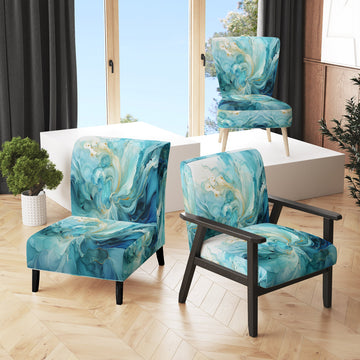 Harmony of A Blue and Gold Swirl - Modern Arm Chair